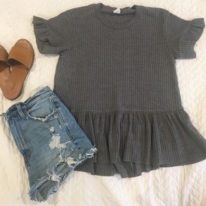 Grey Peplum Top